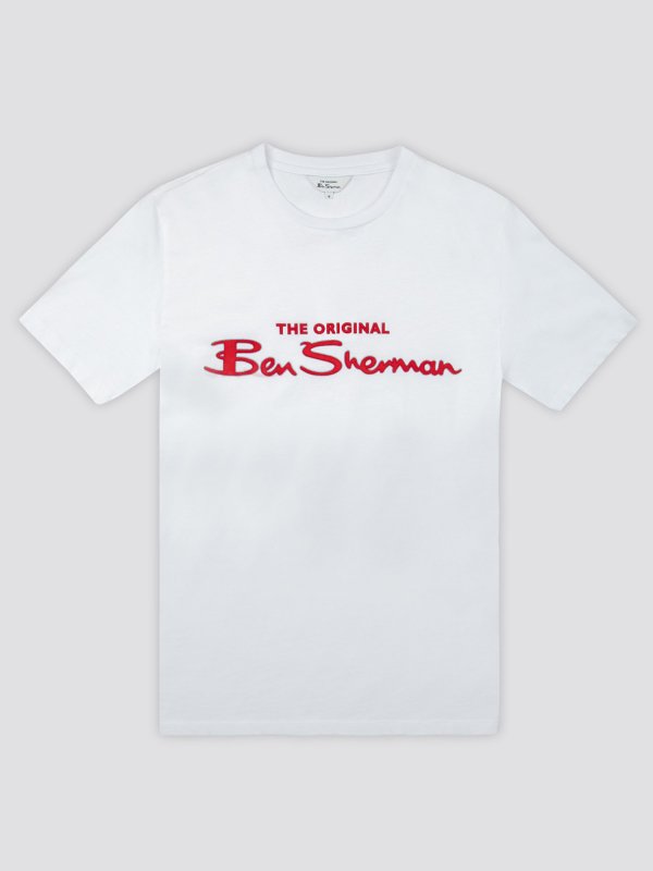 BEN SHERMAN ベンシャーマン シグネチャー ロゴプリント Tシャツ〈ホワイト〉 - 英国直輸入MODクロージング・60s POP  Tシャツ『DoiN' THe MoD』オンラインモッズショップ