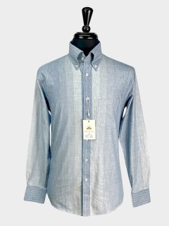 新品 S(日本Mサイズ) RELCO ストライプ BDシャツ ブルー／グリーンUKファッション