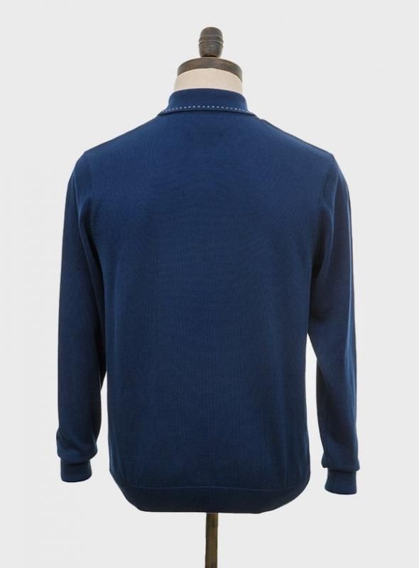 美品 Theory 22SS 洗える リブニットポロシャツ ネイビー