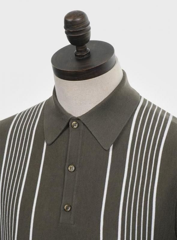 ART GALLERY アートギャラリー “TONY” ストライプ ニットポロシャツ