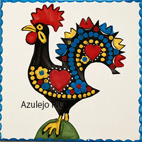 ポルトガルタイル（アズレージョ）【アニマル　幸運を呼ぶ雄鶏】GALO-B　青