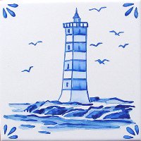 ポルトガルタイル（アズレージョ）【マリティモ・MRA3】灯台・青単色