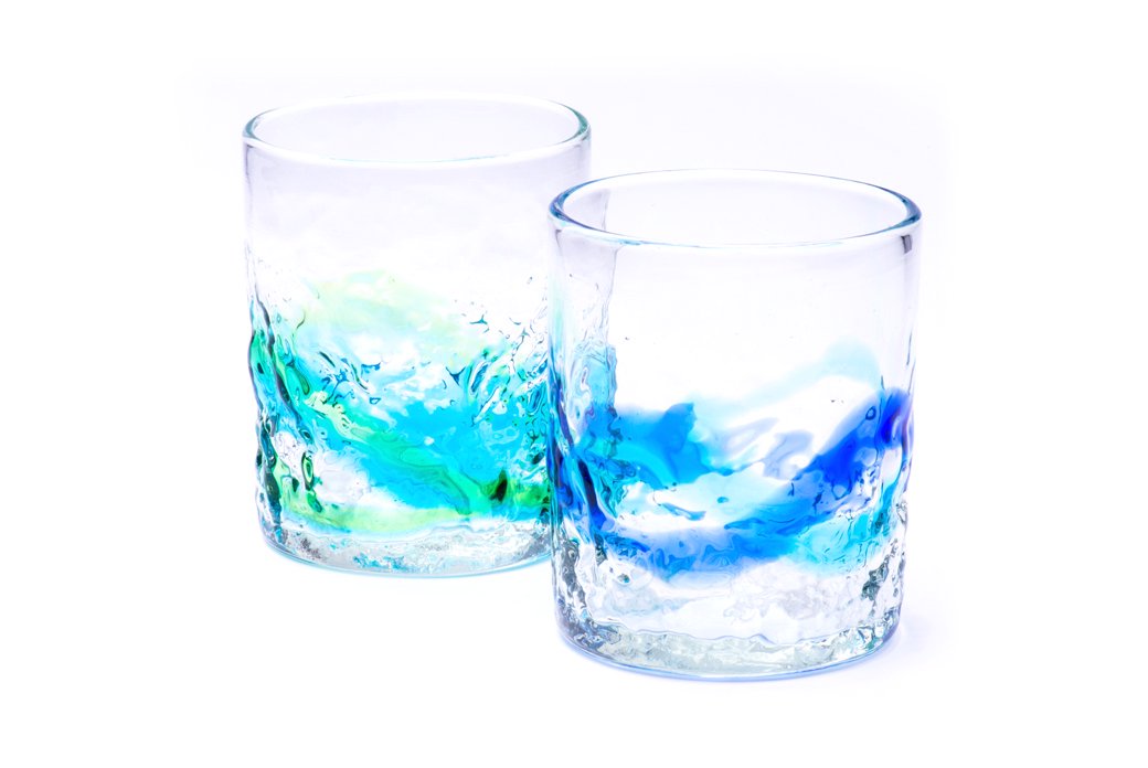 デコロックグラス（青水×緑水）2個セット