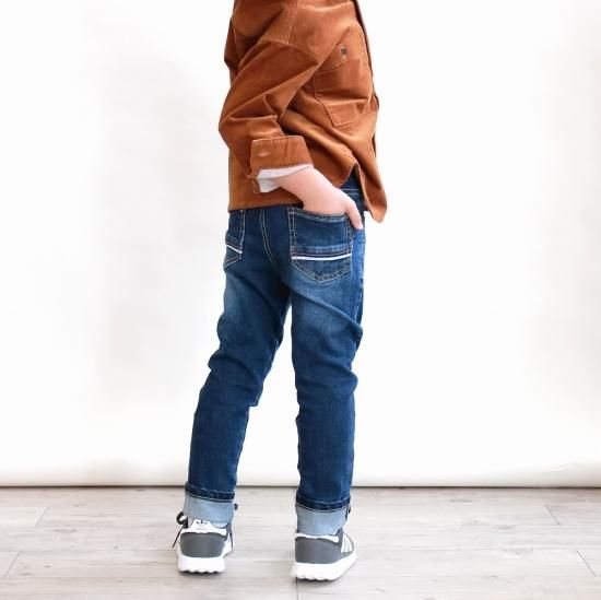 セルビッチ風デニムロールアップパンツ / C4033 / 90cm-120cm セルビッチ風デニムロールアップパンツ / C4033 / 90cm-120cm