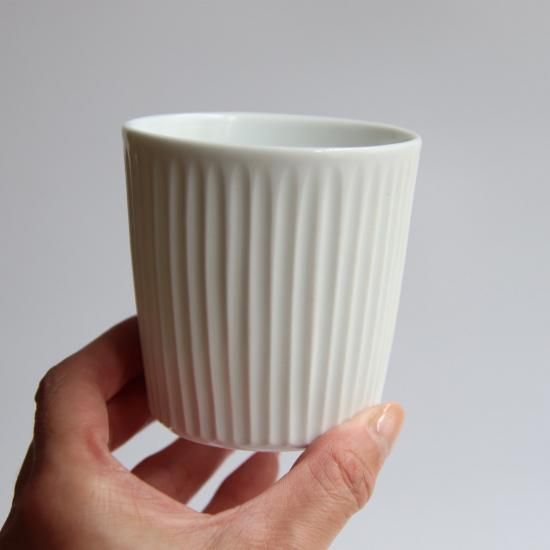 玉木一将 白磁・縞 そば猪口