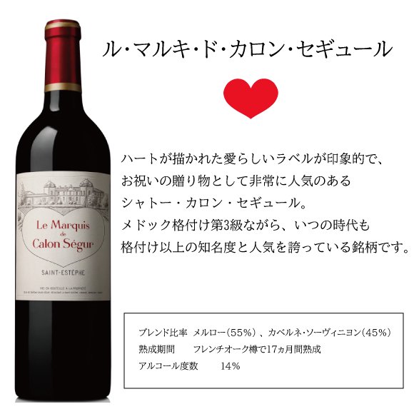 ハートのラベルの赤ワイン｜カロンセギュール名入れ彫刻【送料無料】