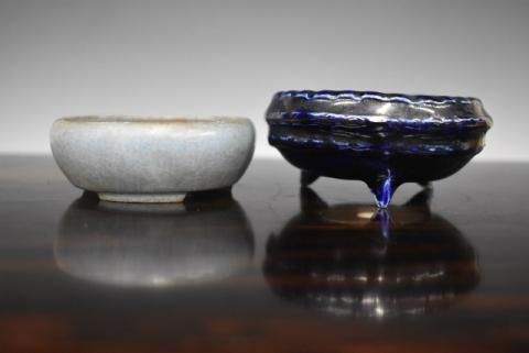 盆栽鉢　時代絵付けミニ盆栽鉢10.5x5.5cm丸雲足池上美豊ん 盆栽鉢 時代絵付けミニ盆栽鉢10.5x5.5cm丸雲足池上美豊