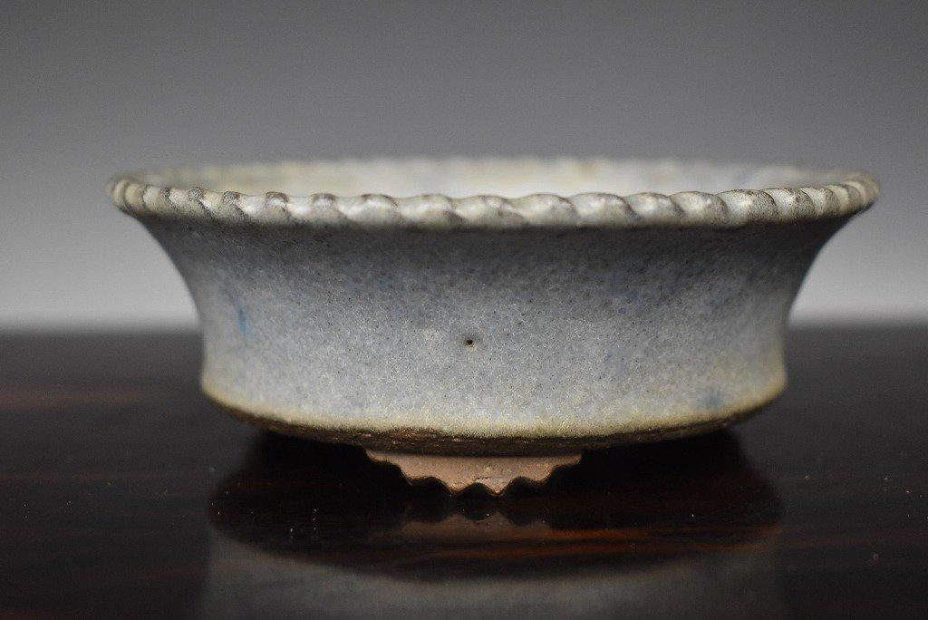 盆栽鉢 盆栽小鉢 落款屯洋 外縁青磁丸鉢 盆栽鉢・水盤,現代小鉢,