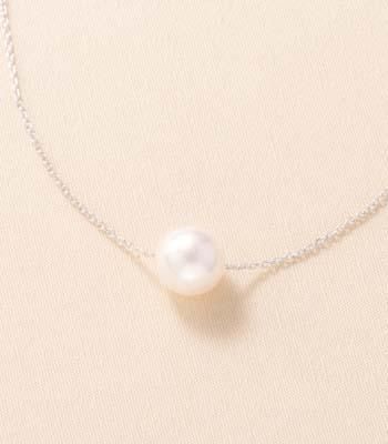 真珠ペンダントスルー ホワイトピンク（珠色）・ホワイトゴールド