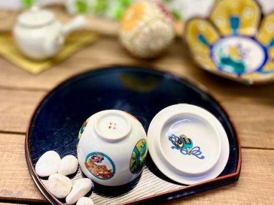 九谷焼 蓋付湯呑 丸紋松竹梅 打ち出の小槌 中絵 単品-百華園