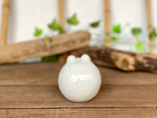 九谷焼 カエル 蛙 幸運 置物 ホワイト 大 ハート 裏書-百華園