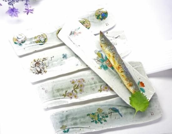 九谷焼 お皿 長皿 料亭風 絵変り5枚 裏絵2 九谷焼 お皿 長皿 料亭風 絵変り5枚 裏絵2