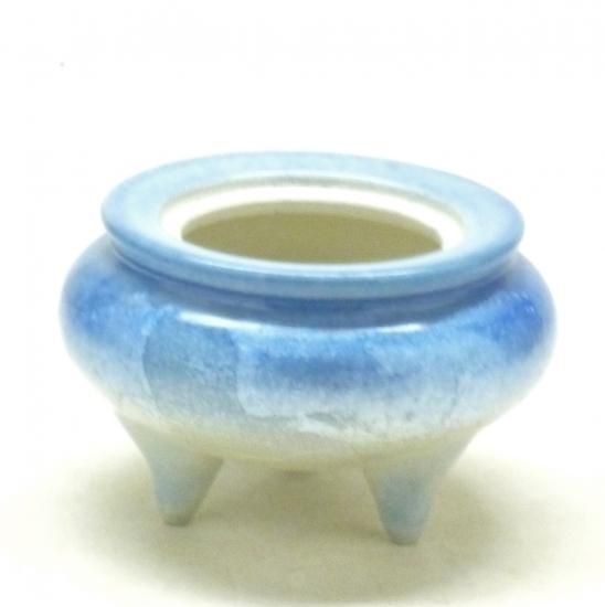わけあり品-九谷焼 豆香炉 銀彩ブルー-蓋なしの為-百華園