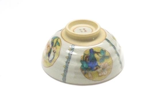 わけあり品-九谷焼 飯碗 小 丸紋吉田屋花鳥- 転写紙ミス わけあり品-九谷焼 飯碗 小 丸紋吉田屋花鳥- 転写紙ミス