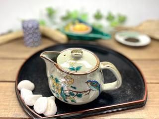 九谷焼 急須 大 金糸梅に鳥 裏絵