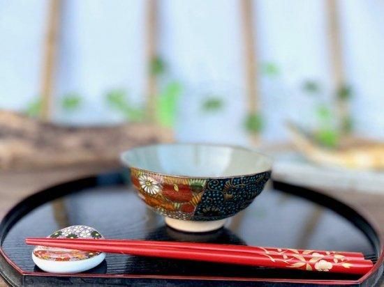 九谷焼 飯碗 茶碗 小 青粒＋金花詰 傑作-百華園