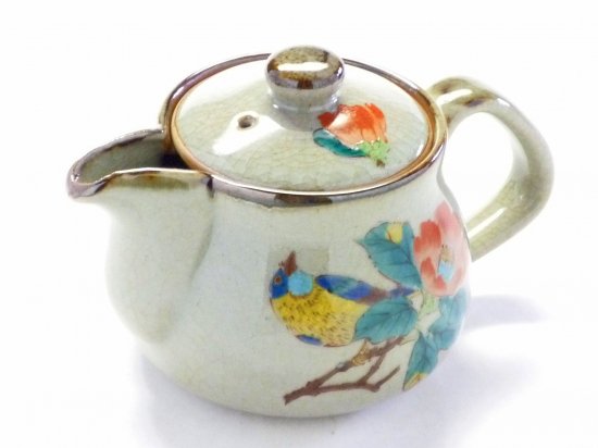 九谷焼おしゃれな急須 小 椿に鳥 裏絵(Kutani Teapot)｜九谷焼通販なら