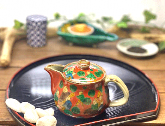 九谷焼 急須 小 木米写し 裏絵 九谷焼 急須 小 木米写し 裏絵