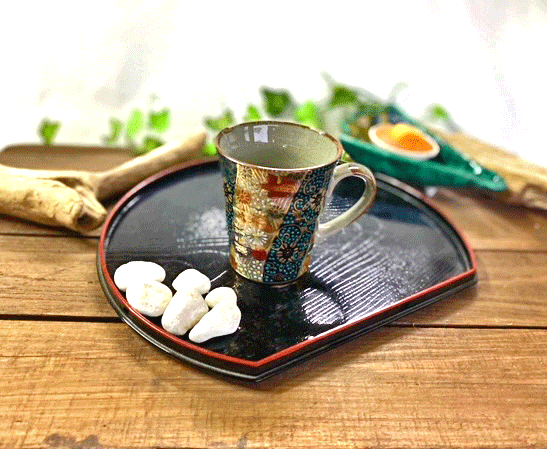 九谷焼 マグカップ マグ 青粒+金花詰(傑作) 裏絵-百華園 九谷焼 マグカップ マグ 青粒+金花詰(傑作) 裏絵-百華園