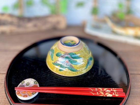 九谷焼 飯碗 茶碗 大 吉田屋万年青 裏絵 九谷焼 飯碗 茶碗 大 吉田屋万年青 裏絵