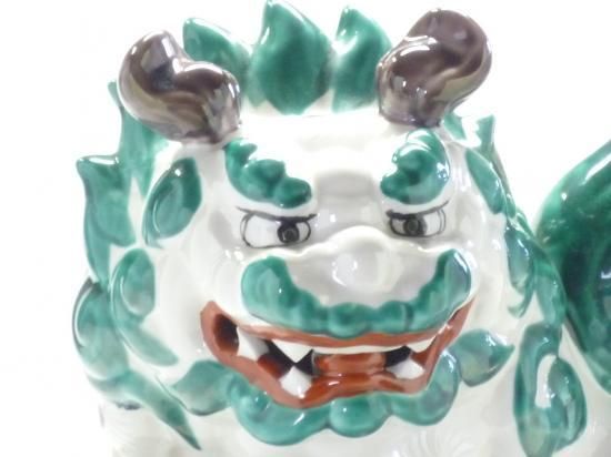 九谷焼 獅子 幸運 置物 白 10号-百華園