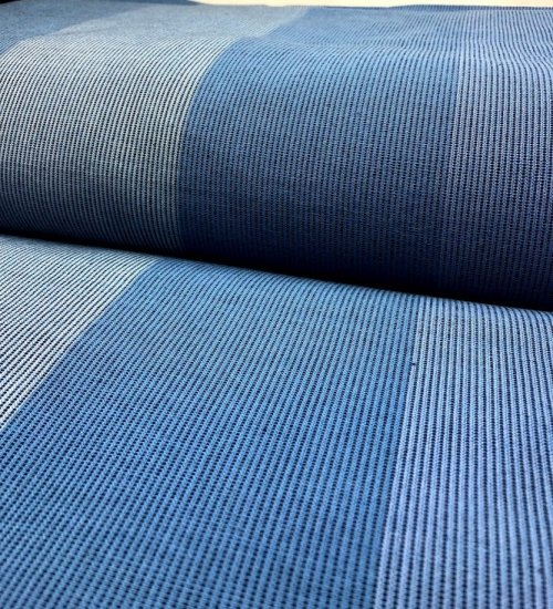 ちぢみ織り4列ストライプブルーブルー - 久留米絣織元 下川織物