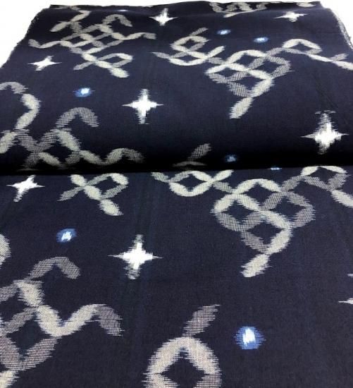 久留米絣織物#7 七宝菱形脱色 - 久留米絣織元 下川織物