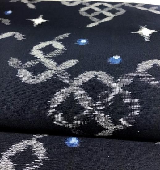 久留米絣織物#7 七宝菱形脱色 - 久留米絣織元 下川織物