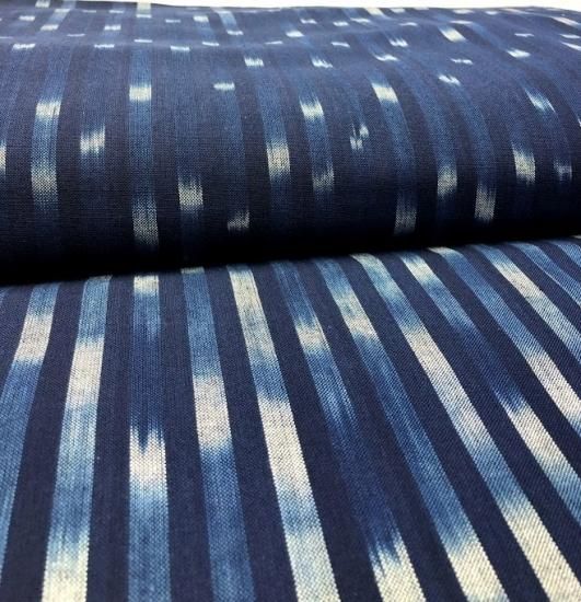 藍ぼかし染めストライプネイビー - 久留米絣織元 下川織物