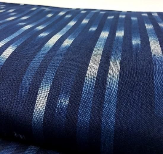 藍ぼかし染めストライプネイビー - 久留米絣織元 下川織物