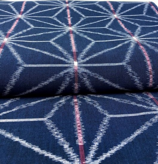 麻の葉ブルーに紫 - 久留米絣織元 下川織物