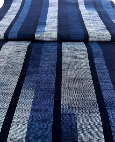藍ぼかし染めランダム - 久留米絣織元　下川織物