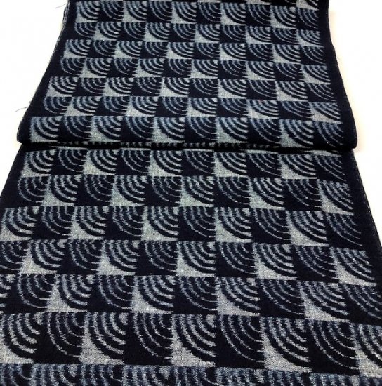 藍染め手織り青海波濃紺 - 久留米絣織元 下川織物