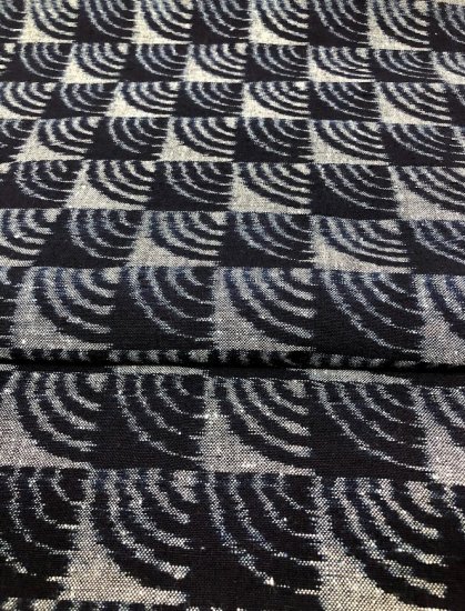 藍染め手織り青海波濃紺 - 久留米絣織元 下川織物