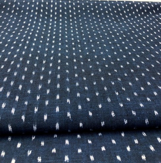 ２羽アラレ濃ブルー - 久留米絣織元 下川織物