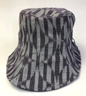女性帽子　ブロック七宝紫