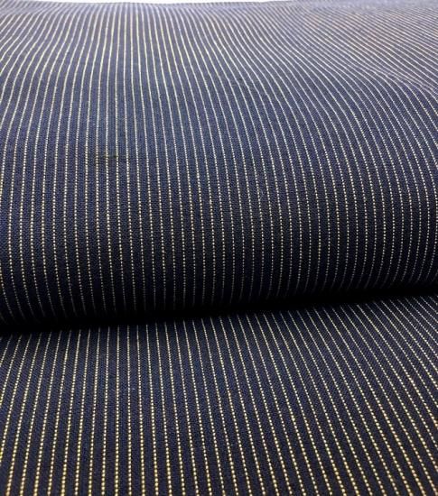 紺カラシ片羽縞 - 久留米絣織元 下川織物