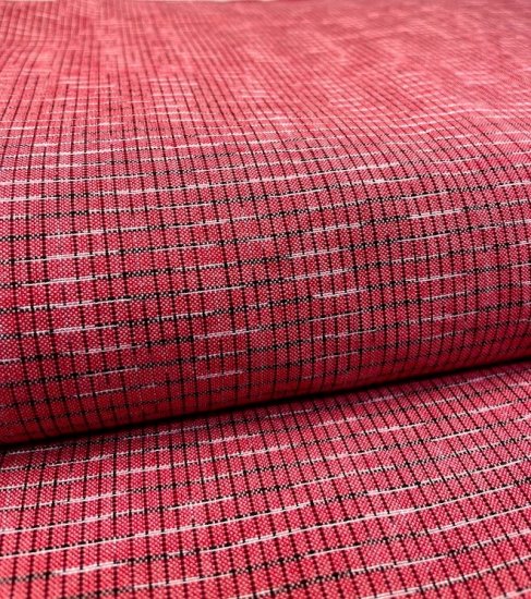 アラレ格子ピンク 久留米絣織元 下川織物