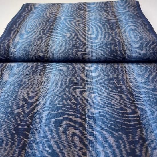 久留米絣織物#9 藍段染ストライプ - 久留米絣織元 下川織物