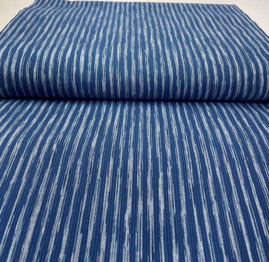 42立よろけストライプブルー白 - 久留米絣織元 下川織物