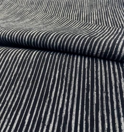 括り糸織りよろけストライプ - 久留米絣織元 下川織物