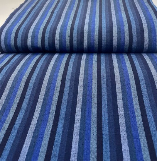 6立かつお縞ブルー - 久留米絣織元 下川織物