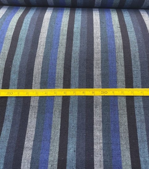 6立かつお縞ブルー - 久留米絣織元　下川織物