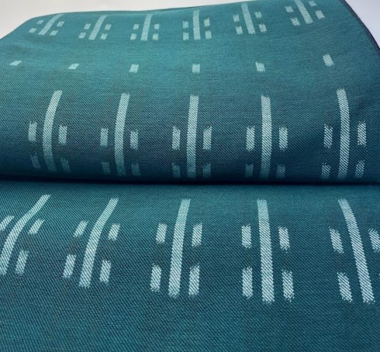 綾織り立絣グリーン - 久留米絣織元 下川織物