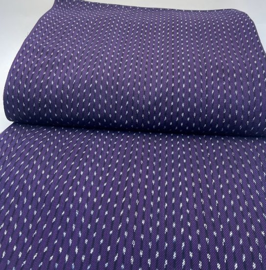 綾織り立絣2羽アラレ紫黒 - 久留米絣織元 下川織物