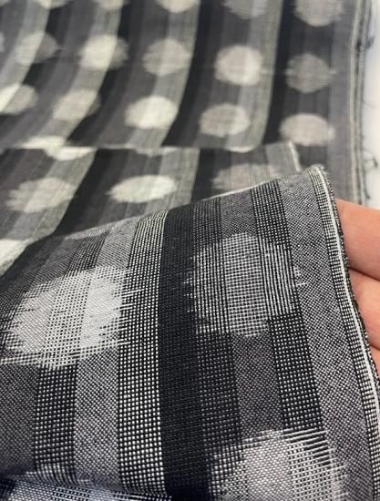 並び水玉7立かつお縞グレー - 久留米絣織元 下川織物