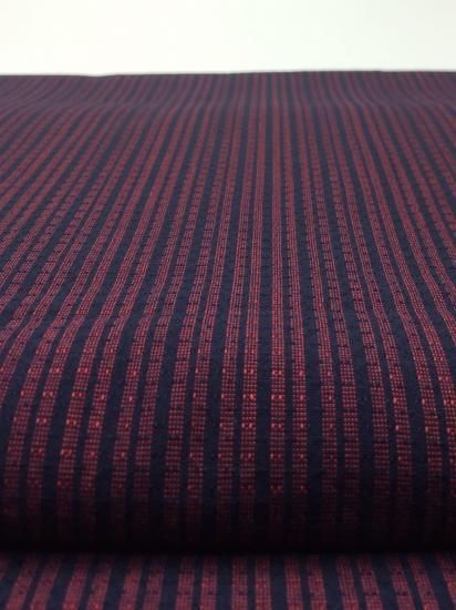 八女紬縞 紺エンジ - 久留米絣織元 下川織物