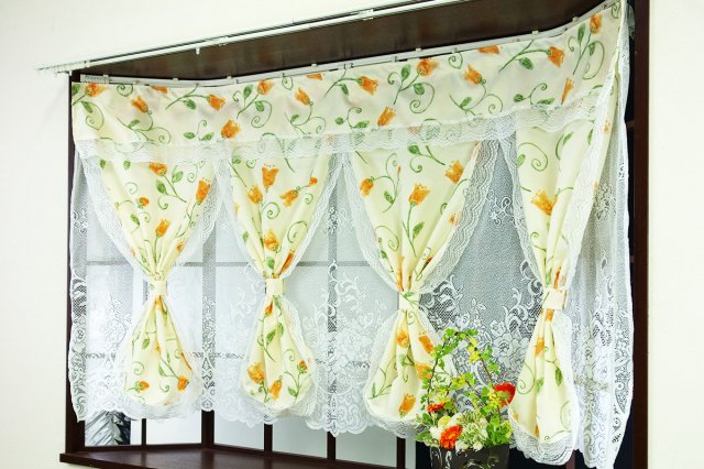出窓カーテン 2重カーテン セパレーツカーテン トレモロ 花柄 送料無料