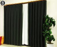 オーダーカーテン 通販 オックスフォード調生地 防炎遮光1級カーテン ロシェル フォレストブラック色