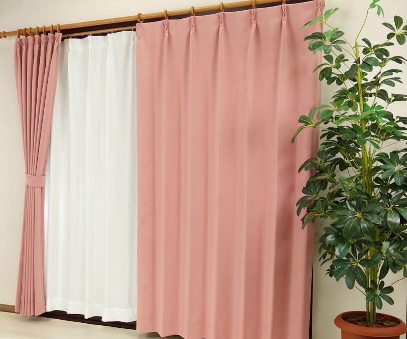 WEB限定カラー カーテン 1枚 幅200×183cm カラー ピンク ie-monogatari.jp